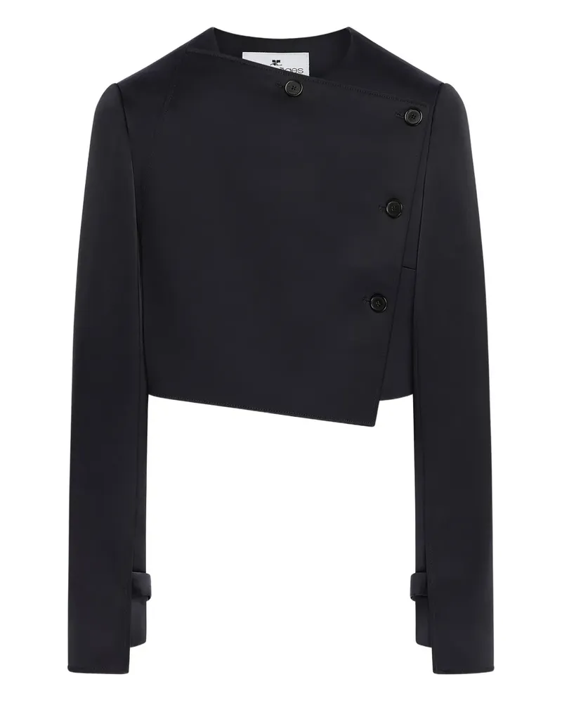 Courrèges Klassische Oblique Jacke aus Satin - Schwarz Schwarz