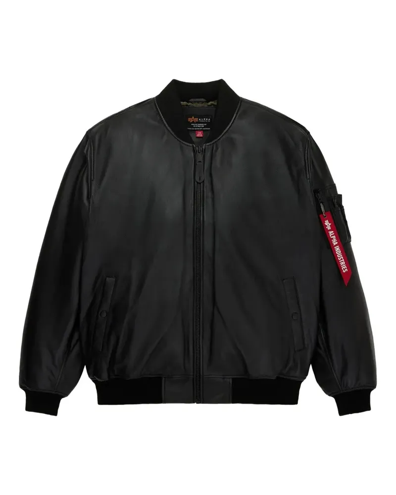Alpha Industries MA-1 leather jacket - Schwarz Schwarz