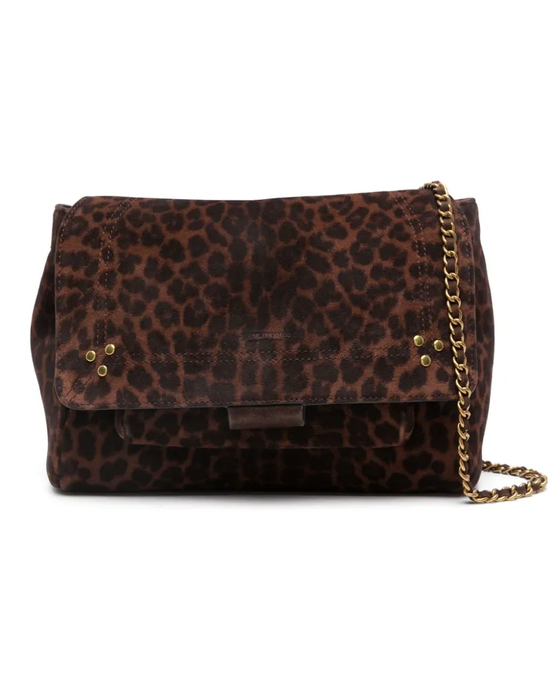 Jérôme Dreyfuss Schultertasche mit Leoparden-Print - Braun Braun