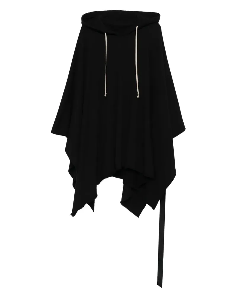 DRKSHDW by Rick Owens Kapuzen-Poncho mit ausgefranstem Saum - Schwarz Schwarz