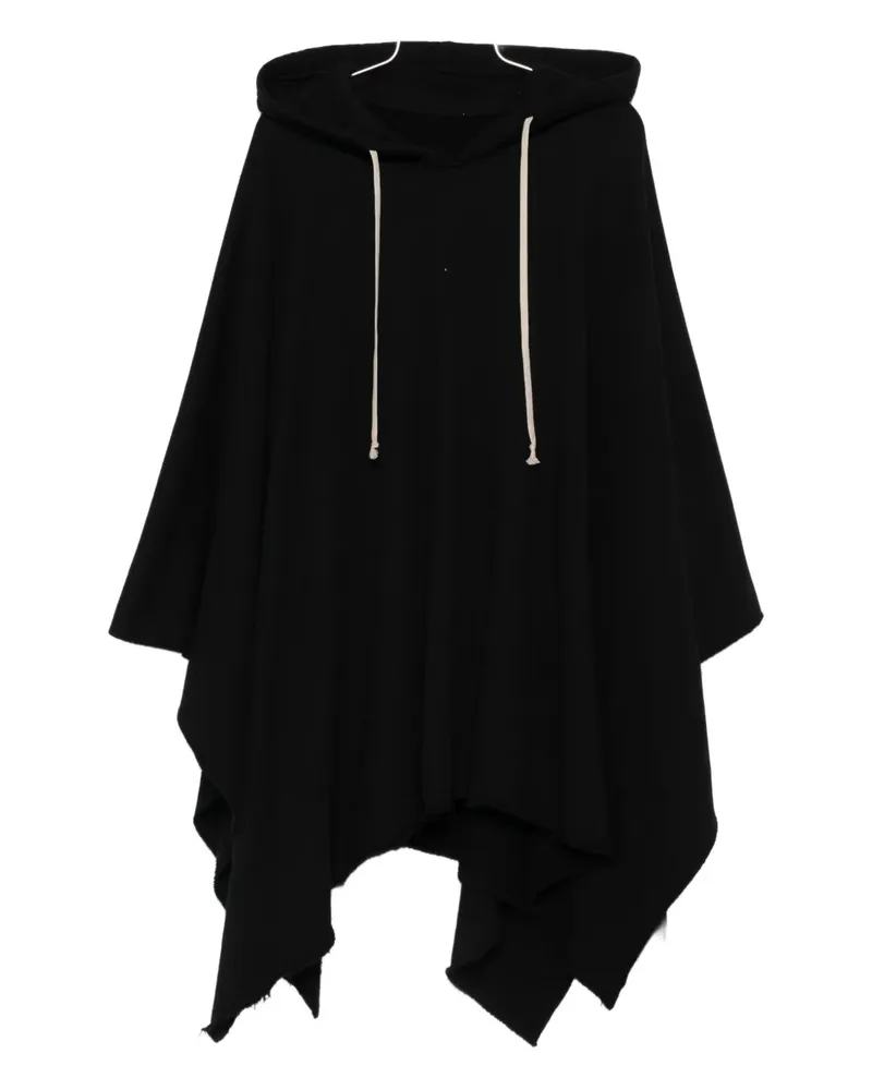 DRKSHDW by Rick Owens hooded frayed-hem poncho - Schwarz Schwarz
