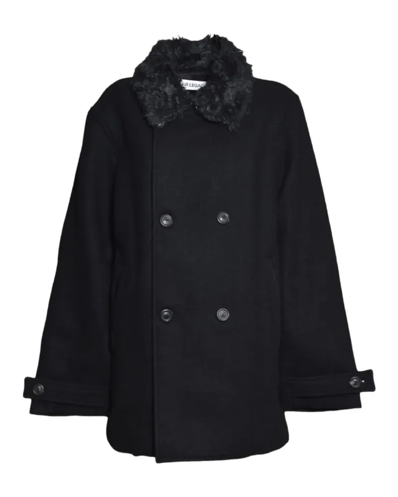 Our Legacy Wage faux-fur collar double-breasted coat - Schwarz Schwarz