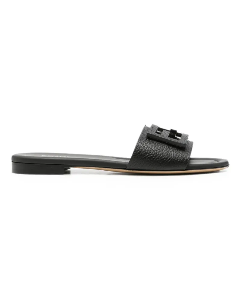 Fendi Baguette FF-logo leather slides - Schwarz Schwarz