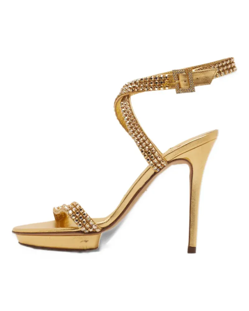Gina crystal-embellished ankle-strap sandals - Gold Gold