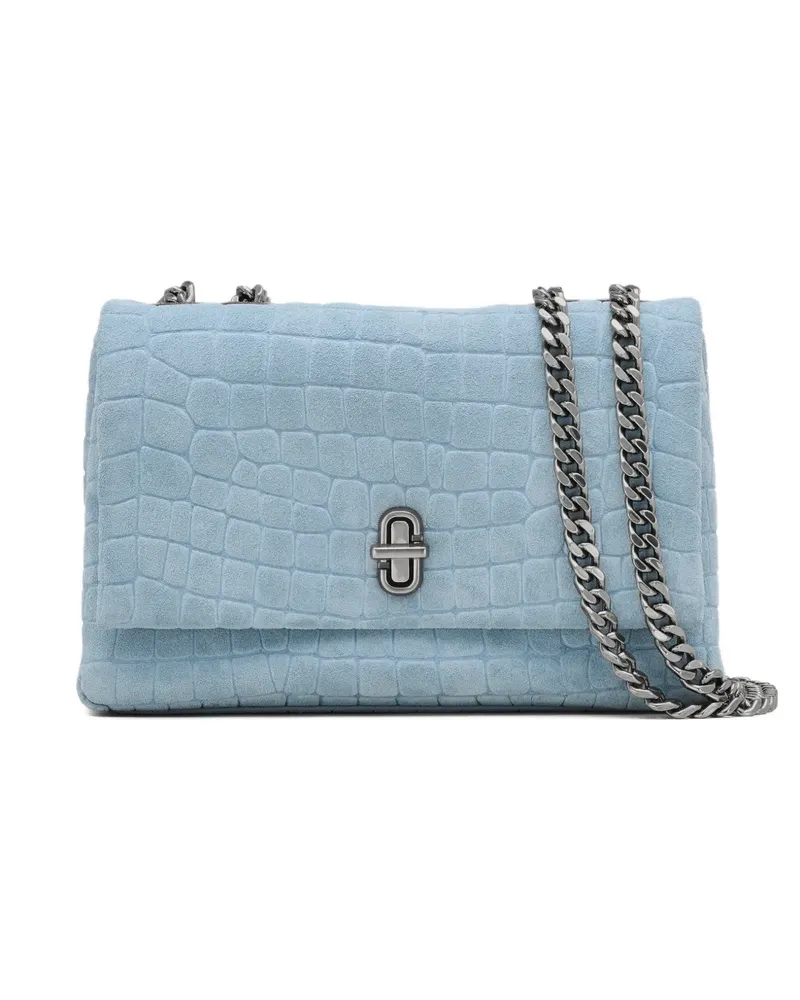 Marc Jacobs The Slim Croc Wildleder-Schultertasche mit Kette - Blau Blau