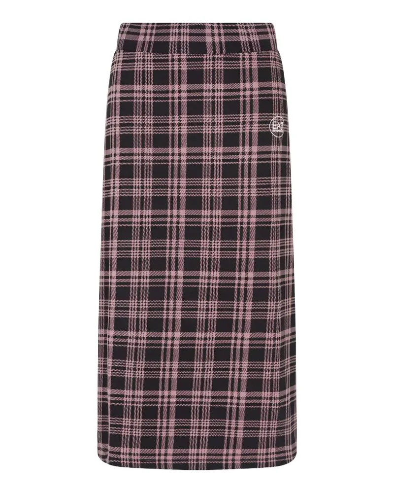 EA7 tartan-print midi skirt - Schwarz Schwarz