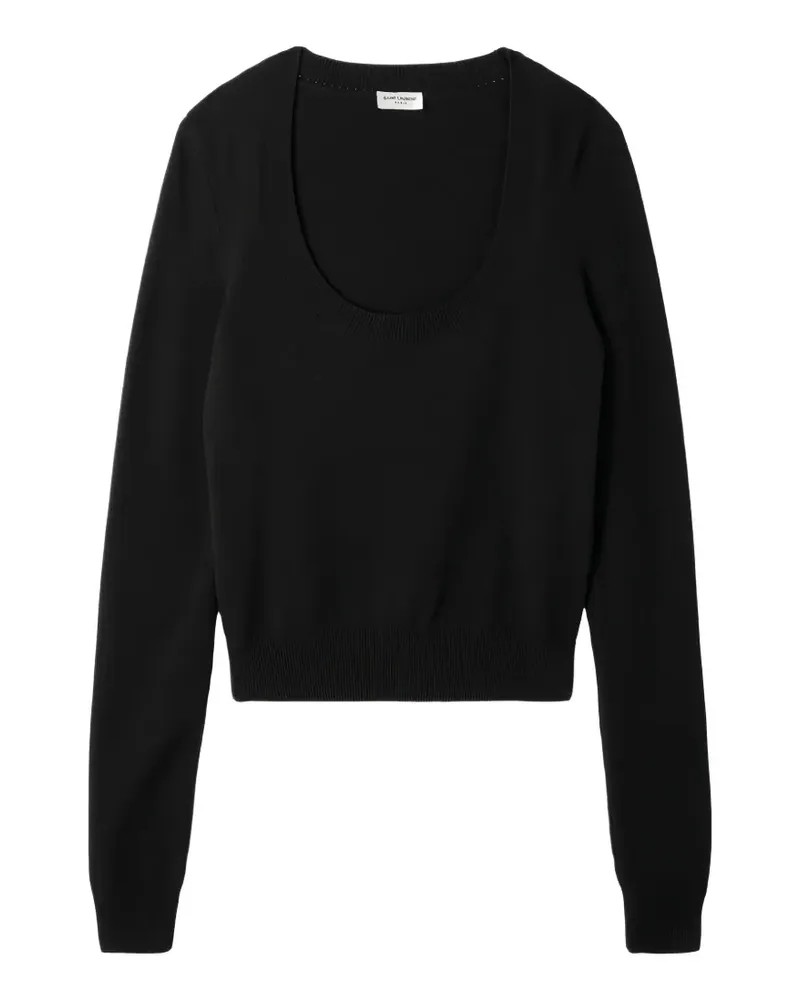Saint Laurent Gestrickter Pullover mit U-Ausschnitt - Schwarz Schwarz