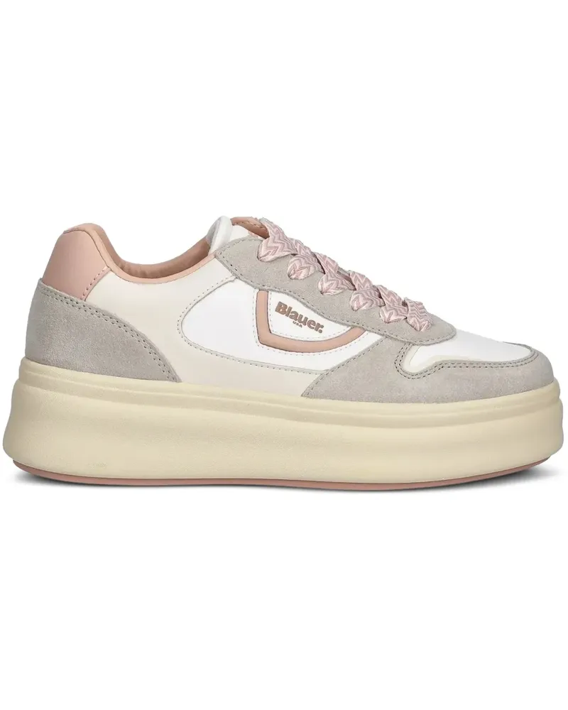 Blauer Sneakers mit Plateau - Weiß Weiß