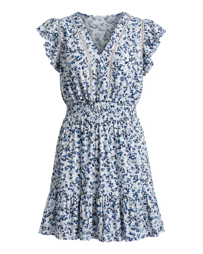 DKNY Gerüschtes Minikleid mit Blumenprint - Weiß Weiß