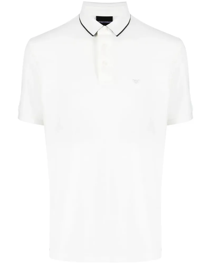 Emporio Armani Pikee-Poloshirt mit Logo-Stickerei - Weiß Weiß