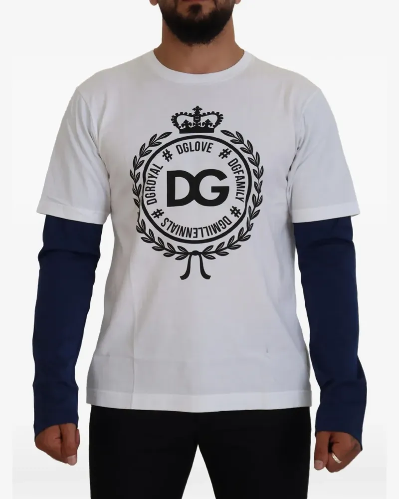 Dolce & Gabbana Pullover im Layering-Look mit Logo-Print - Weiß Weiß