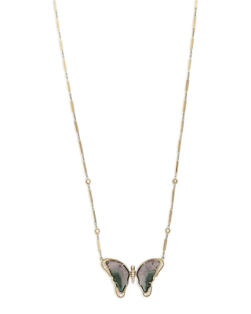 Jacquie Aiche 14K yellow gold Butterfly tourmaline and diamond necklace Gold