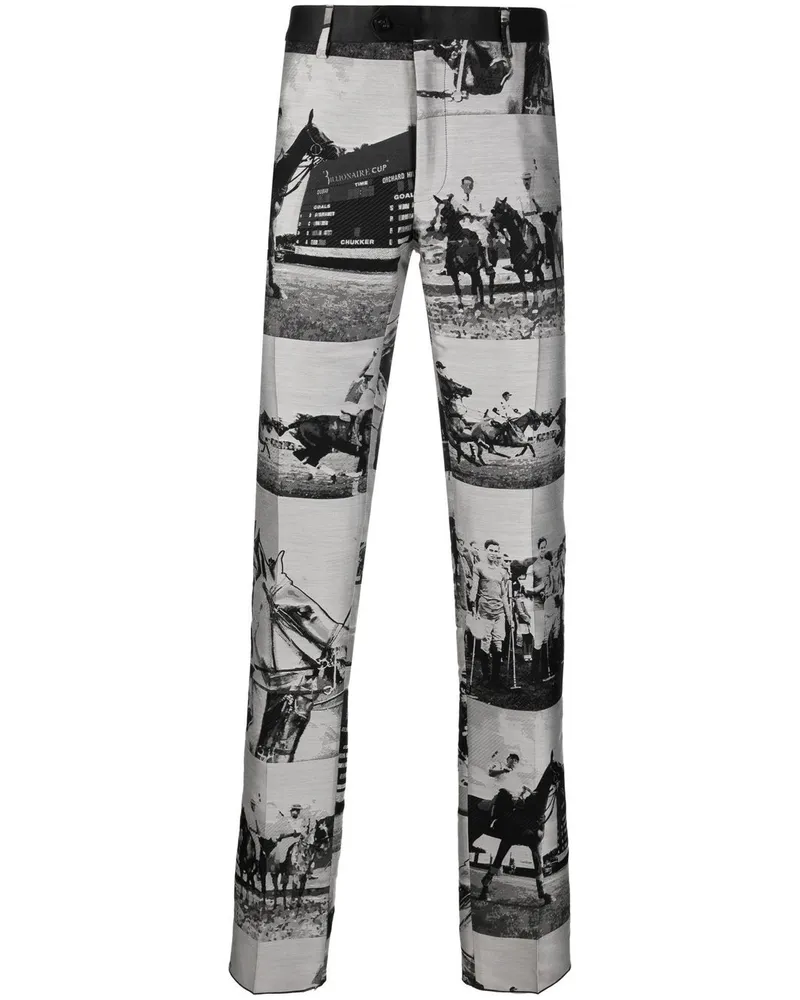 Billionaire Schmale Hose mit Pferde-Print - Grau Grau