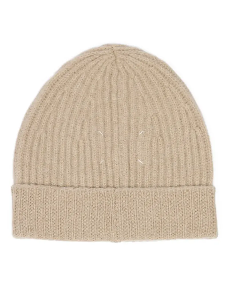 Maison Margiela Gerippte Beanie - Nude Nude