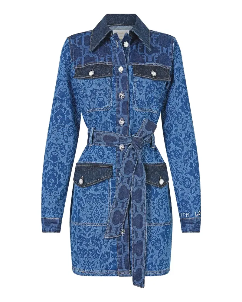 Camilla Jenna belted-waist cotton mini dress - Blau Blau
