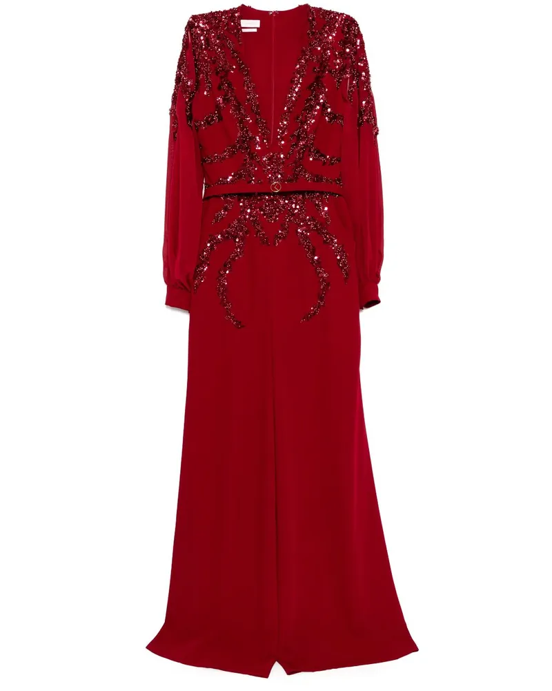 Saiid Kobeisy Jumpsuit mit Perlen - Rot Rot