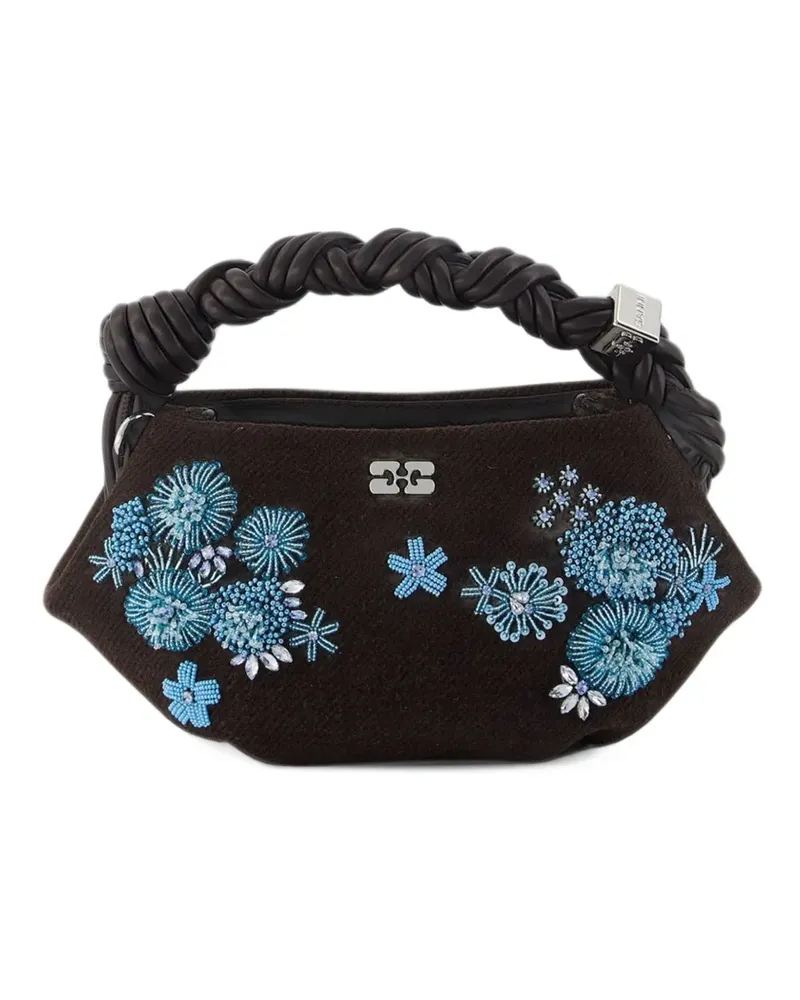 Ganni Mini Bou Schultertasche mit Perlen - Braun Braun