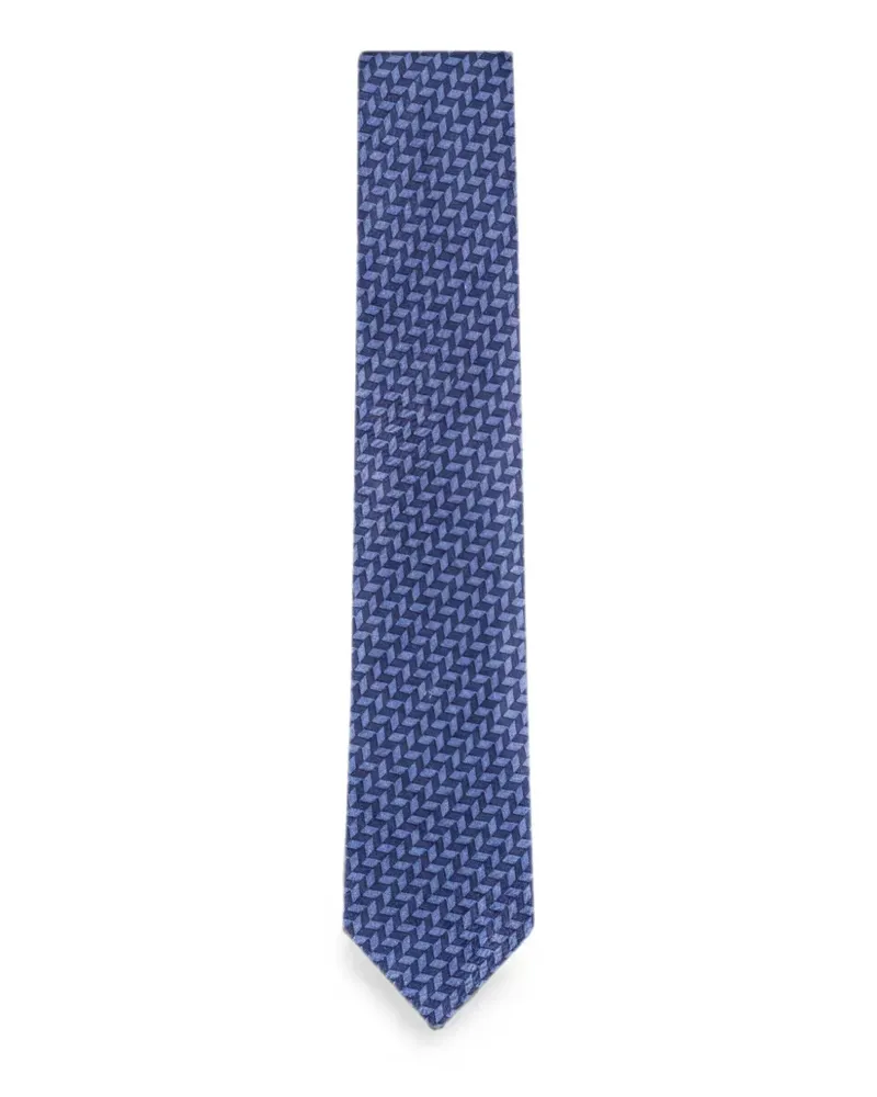 Brioni Geometrisch gemusterte Krawatte - Blau Blau