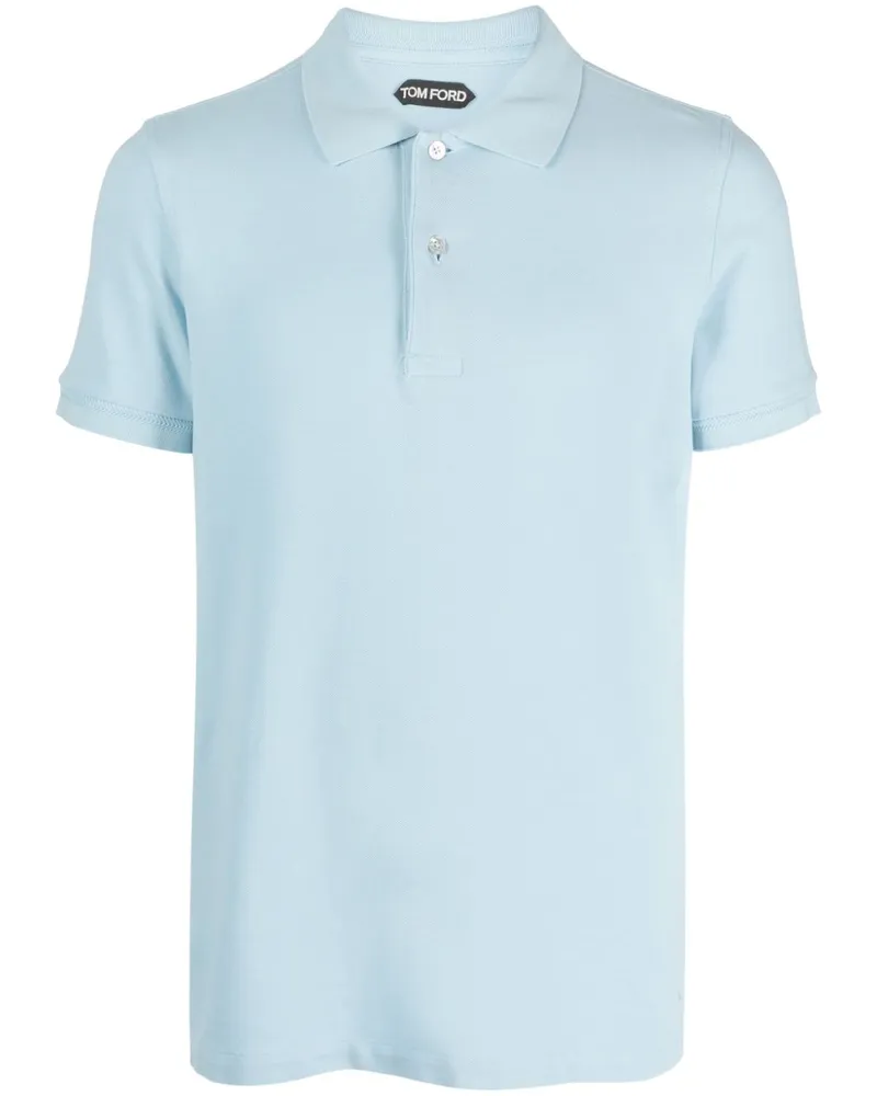 Tom Ford Poloshirt aus Pikee Blau