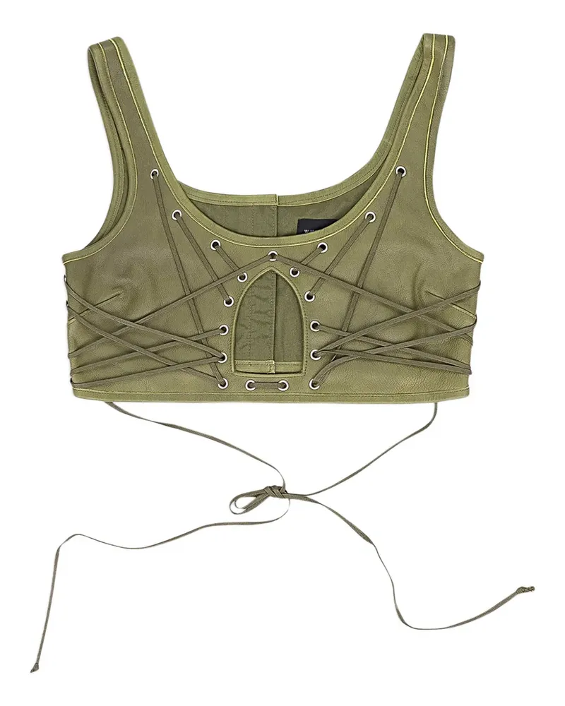 WHO DECIDES WAR Cropped-Top mit Spitze - Grün Grün