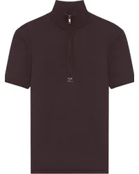 Courrèges Stehkragen-T-Shirt mit Logo-Applikation Braun