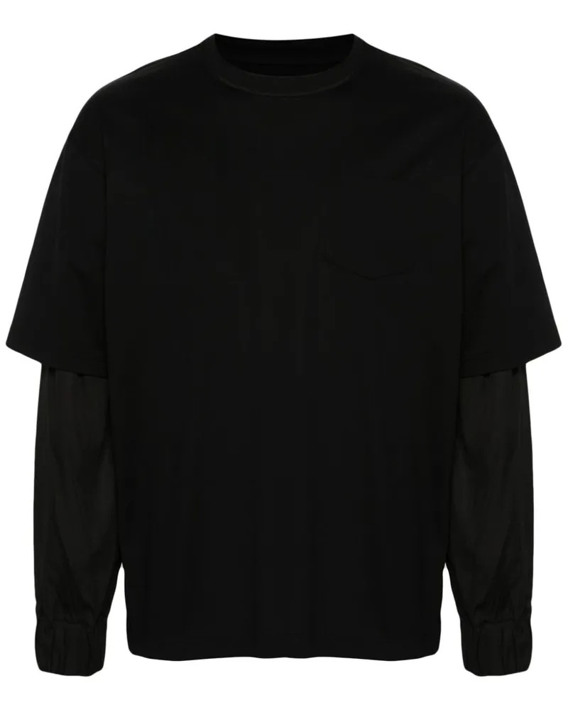 Sacai T-Shirt im Layering-Look Schwarz