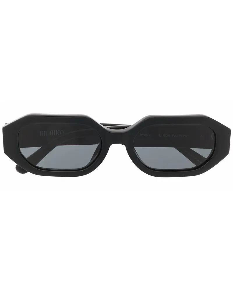 Linda Farrow Sonnenbrille mit Logo-Schild Schwarz