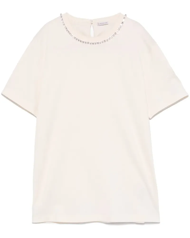 Moncler T-Shirt mit Kristallen - Nude Nude