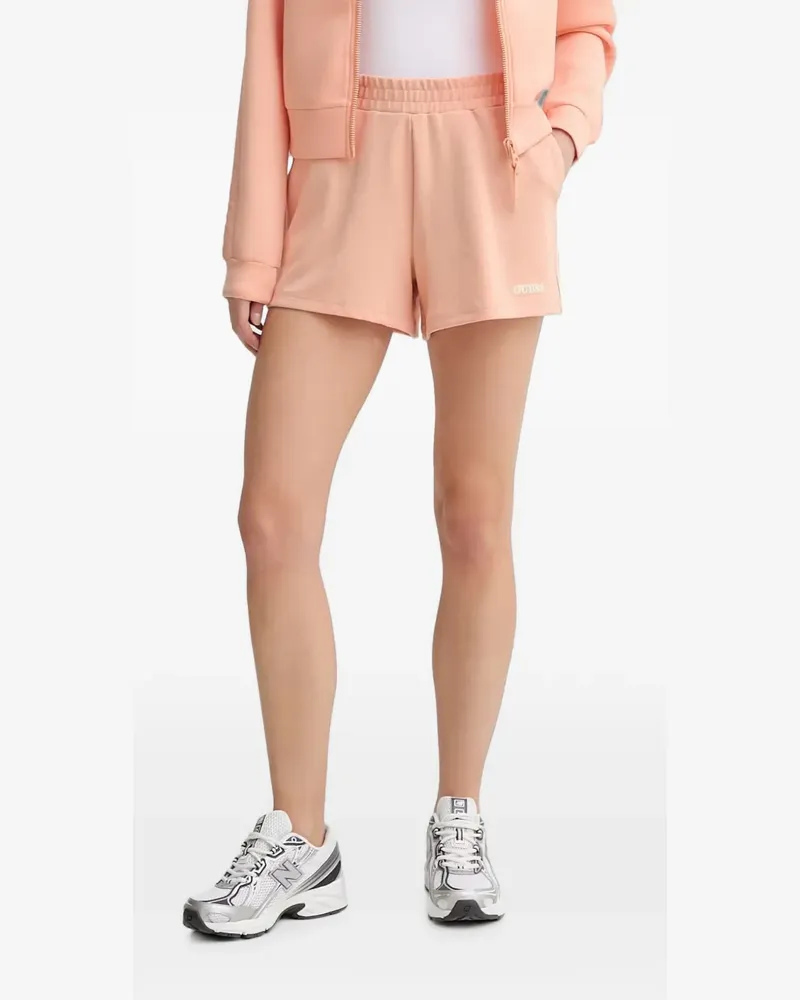 Guess Clara logo-patch monogram-pattern shorts - Orange Orange
