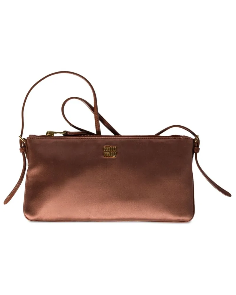 Miu Miu Clutch mit Logo - Braun Braun