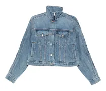logo-lettering denim jacket - Blau