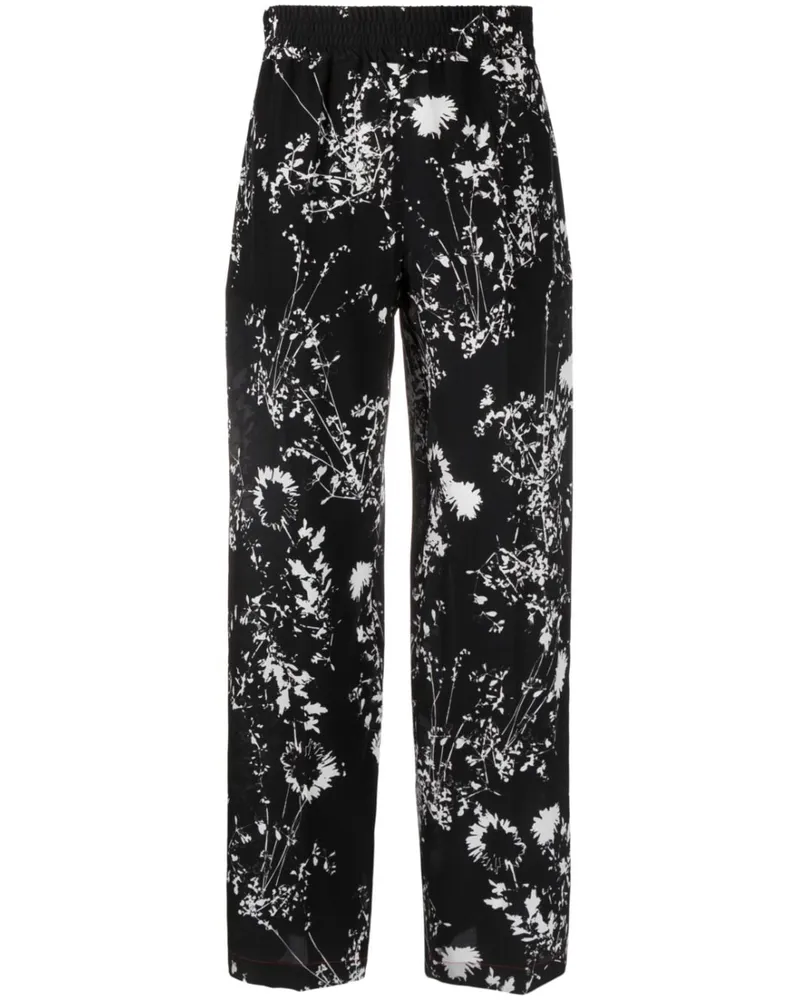 Victoria Beckham Seidenhose mit Blumen-Print - Schwarz Schwarz