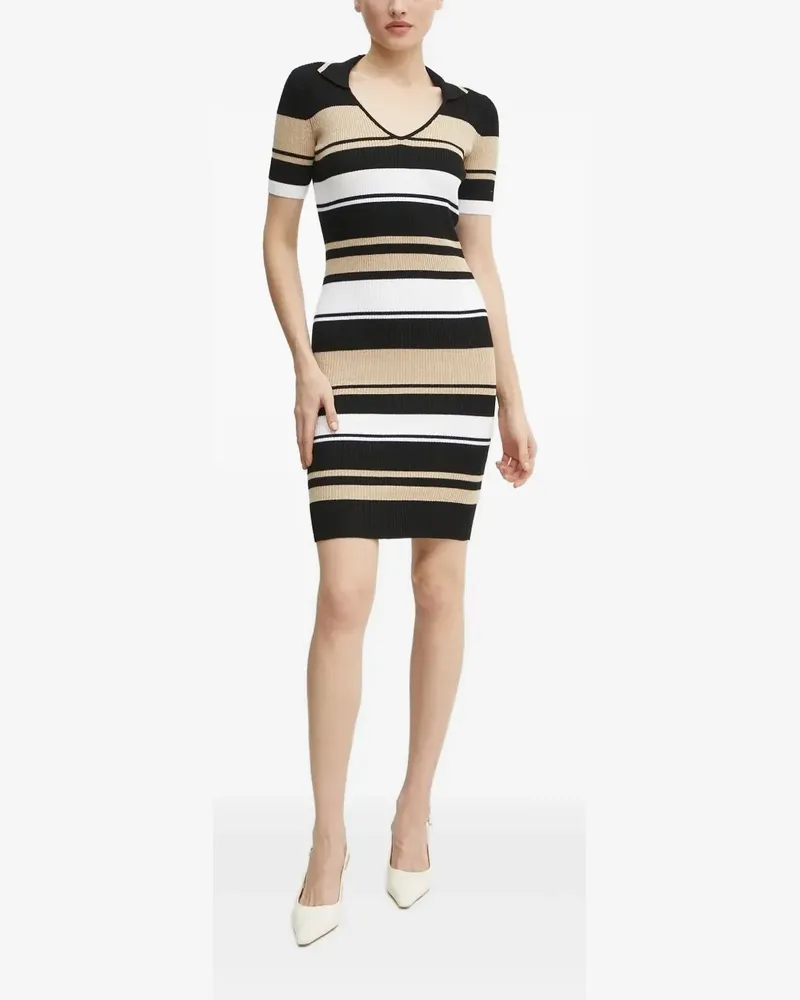 Guess Gestreiftes Poloshirtkleid - Schwarz Schwarz