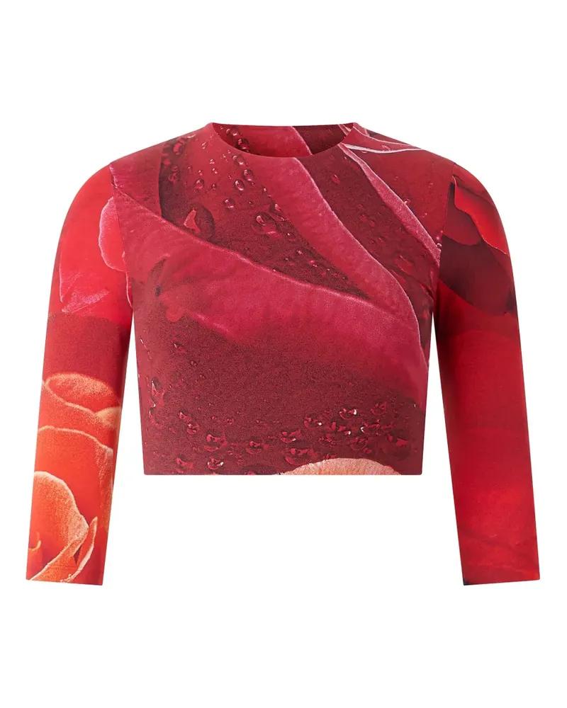 Roberto Cavalli T-Shirt mit Rosen-Print - Rot Rot