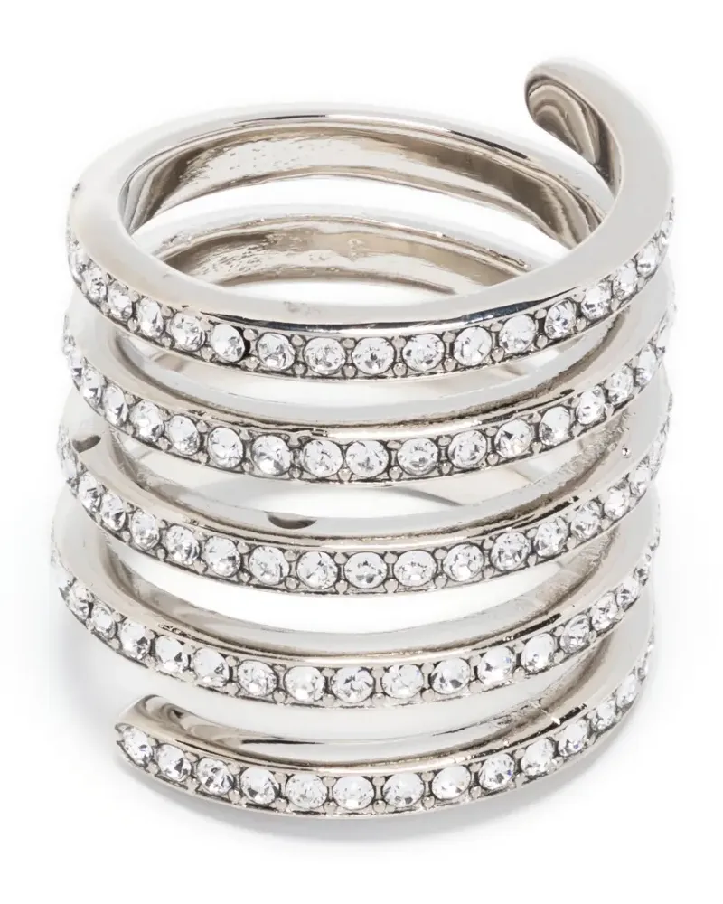 Amina Muaddi Ring mit Kristallen - Silber Silber