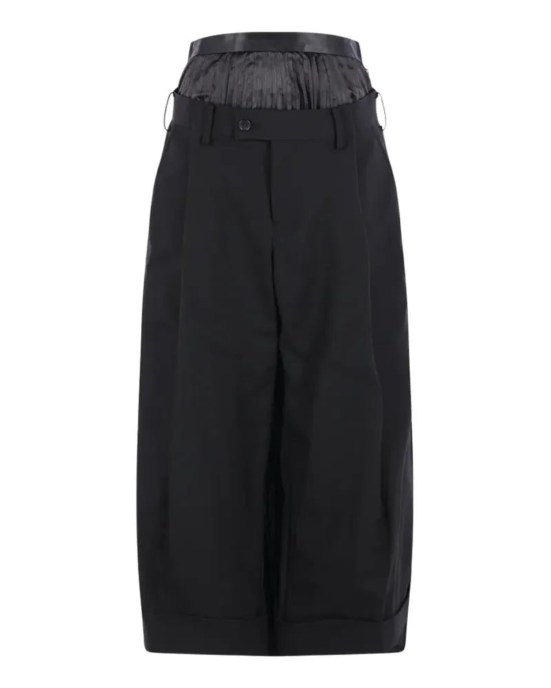 Junya Watanabe Bundfaltenhose mit Gürtelschlaufe - Schwarz Schwarz