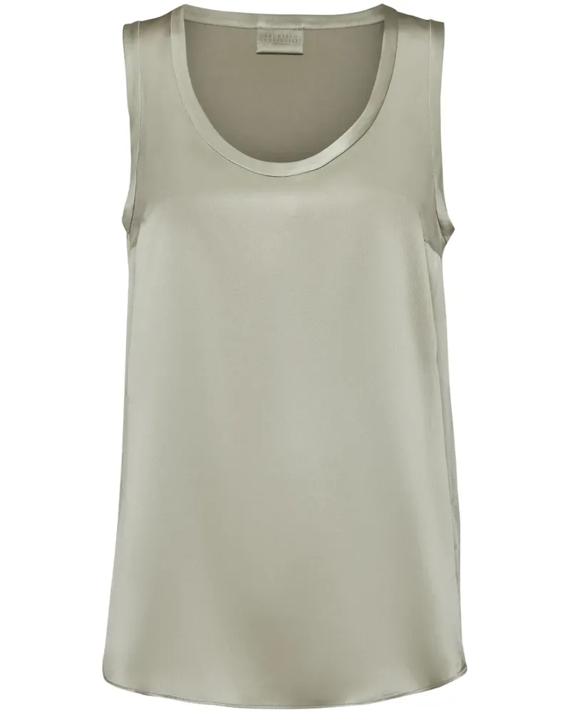 Brunello Cucinelli Wendbares Tanktop aus Satin - Grün Grün