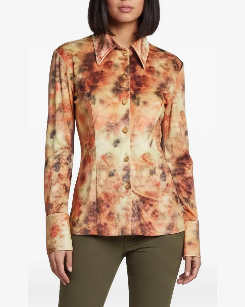 Nanushka Schmales Hemd mit Blumenprint - Orange Orange