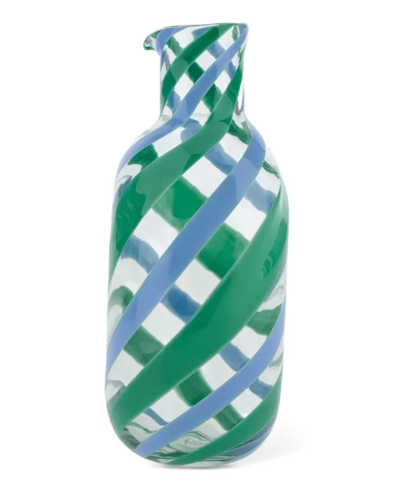 Lisa Corti Hellblaue grüne Glasflasche - Weiß Weiß