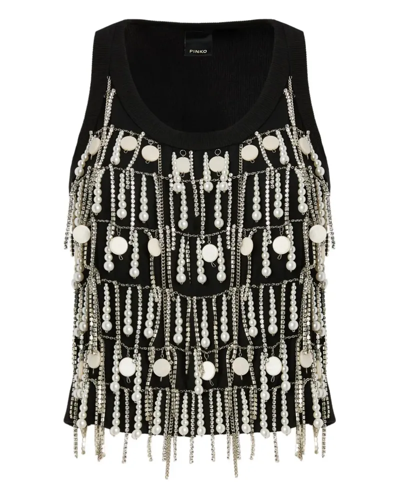 Pinko Top mit Perlenkette - Schwarz Schwarz