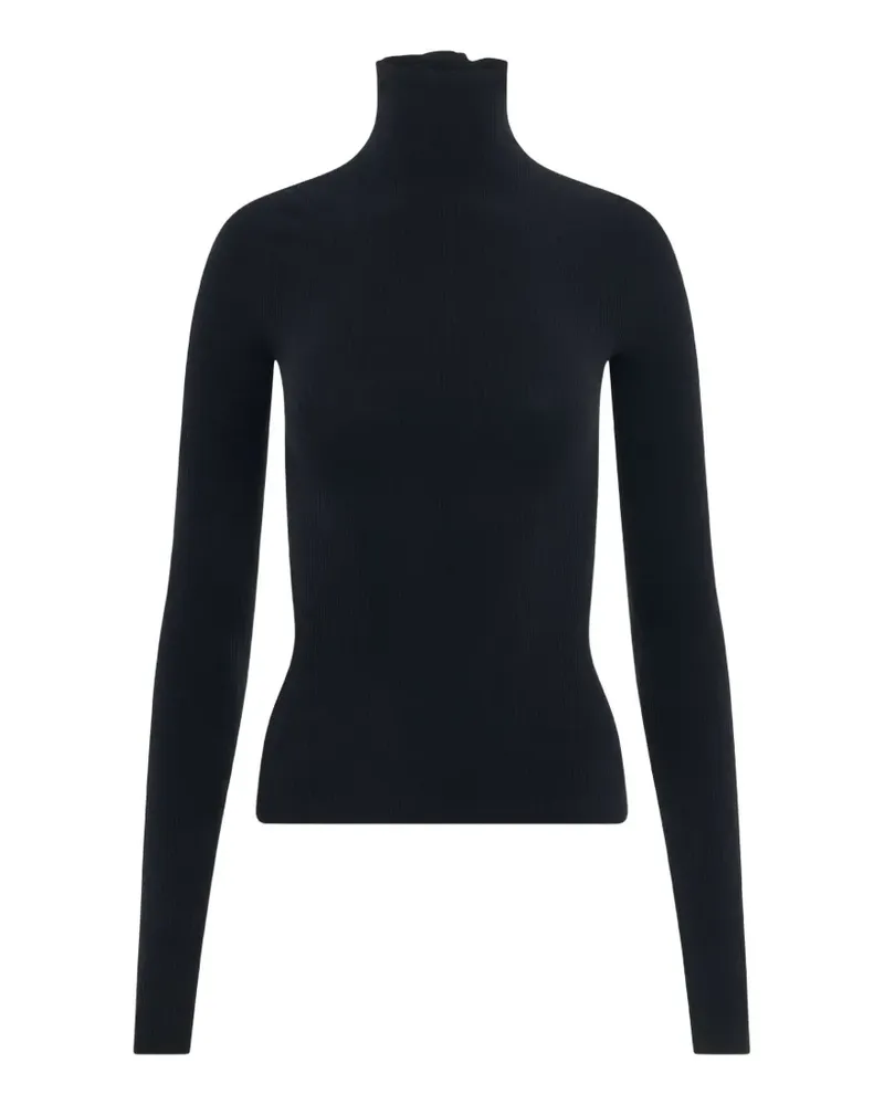 Balenciaga Gerippter Rollkragenpullover - Schwarz Schwarz
