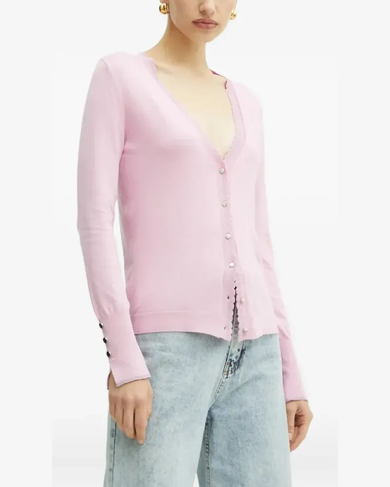 Liu Jo scalloped-trim button-fastening cardigan - Rosa Rosa