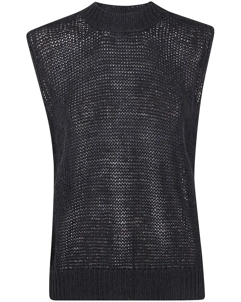 Nuur Oberteil mit Lochstrickmuster - Schwarz Schwarz
