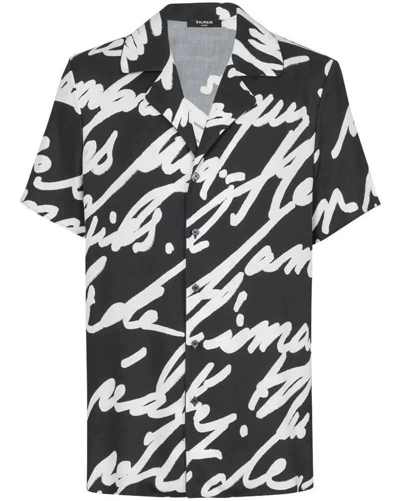 Balmain Hemd mit Slogan-Print - Schwarz Schwarz