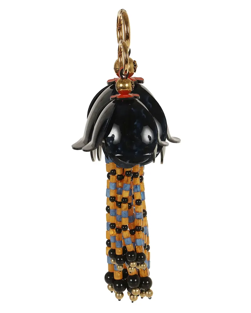 Etro beaded floral-pendant keyring - Schwarz Schwarz