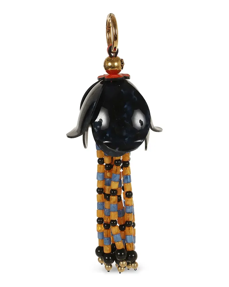 Etro beaded floral-pendant keyring - Schwarz Schwarz