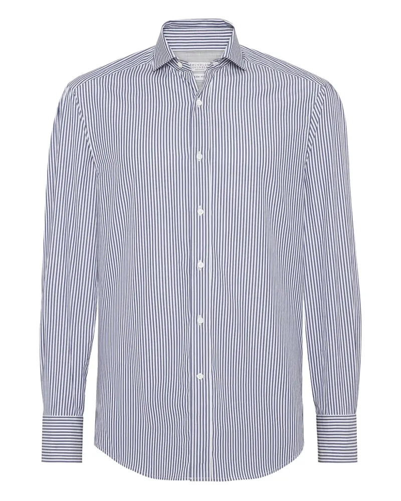 Brunello Cucinelli Gestreiftes Hemd - Blau Blau