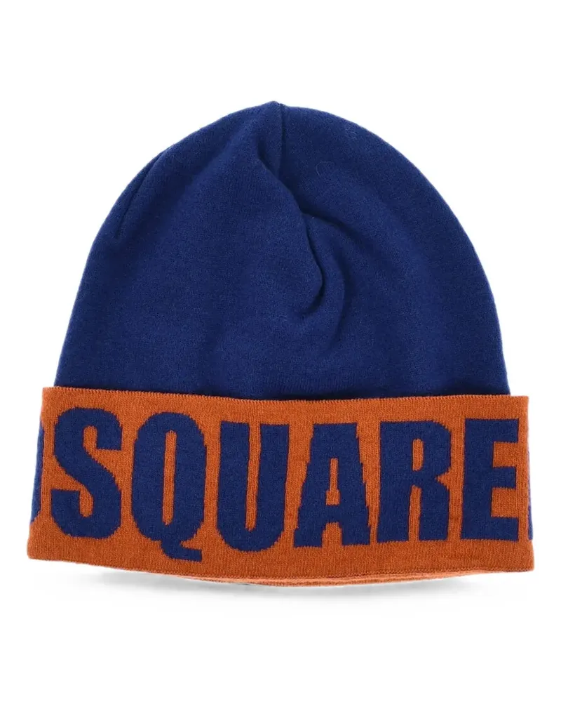 Dsquared2 logo-intarsia beanie hat - Blau Blau