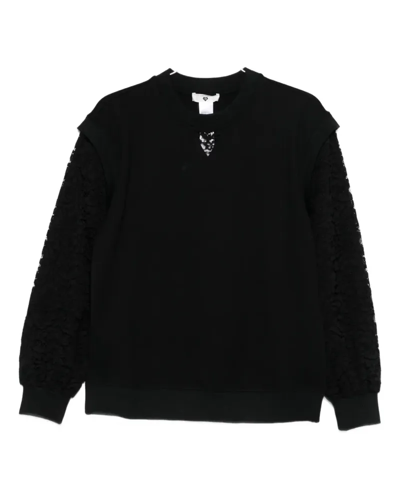 Twin-Set lace-sleeve knitted top - Schwarz Schwarz