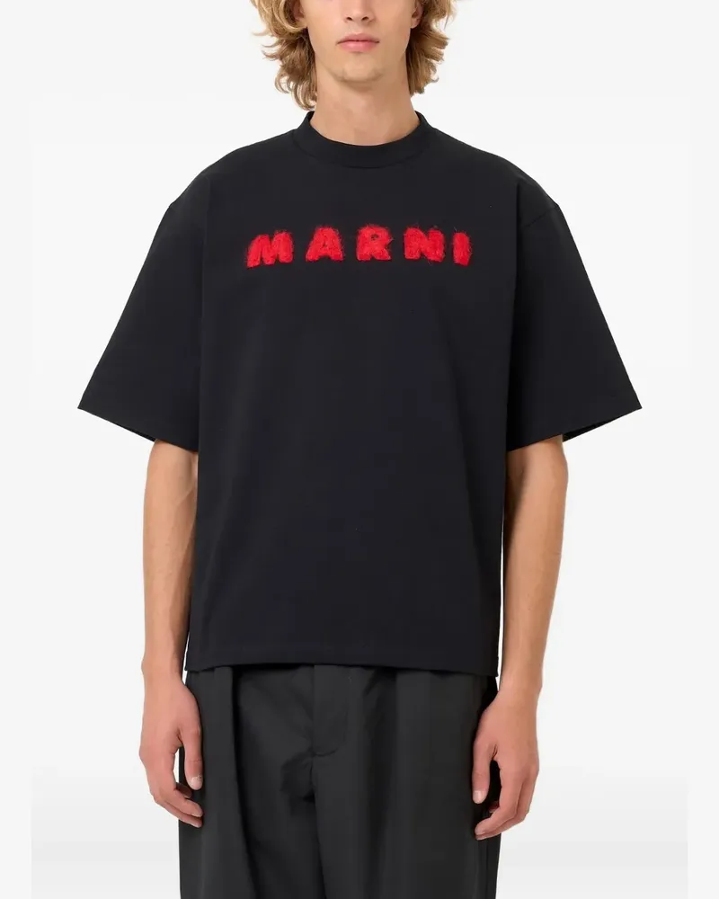 Marni T-Shirt mit Logo-Stickerei - Schwarz Schwarz